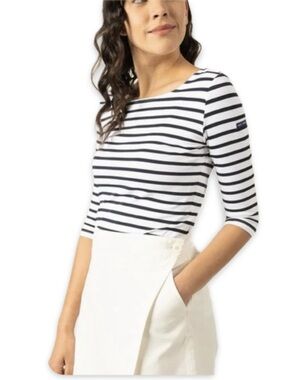 Saint James Breton Nautical Striped Knit Top 3/4 Sleeve Made in France